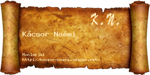 Kácsor Noémi névjegykártya
